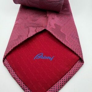 Brioni Red and Black Checkered Tie